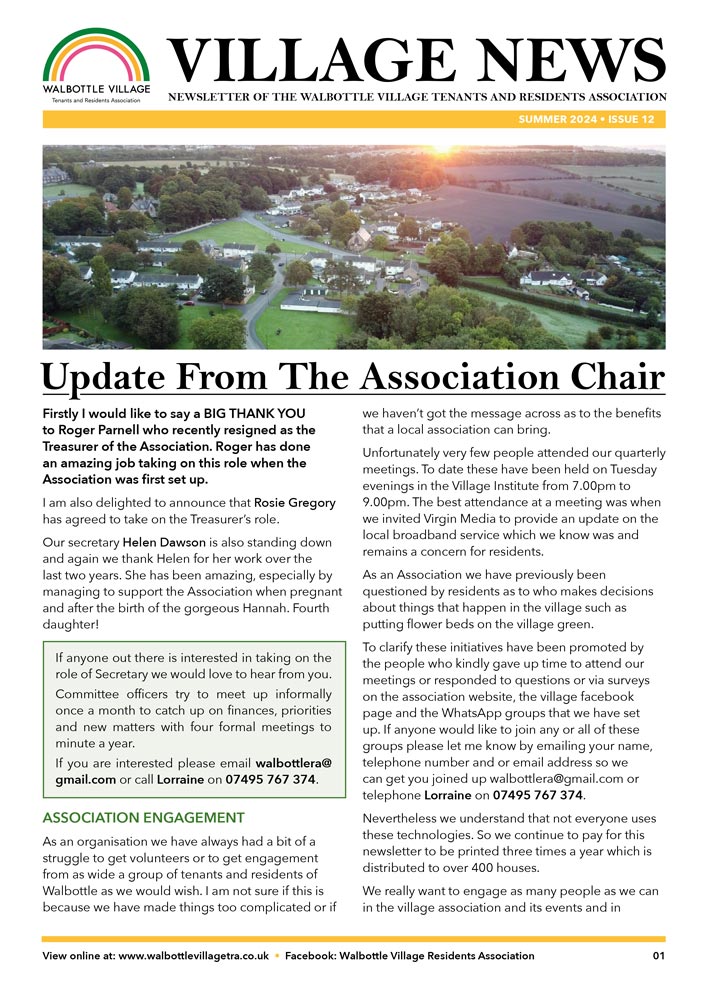 image of the newsletter front cover of Issue 12: Summer 2024