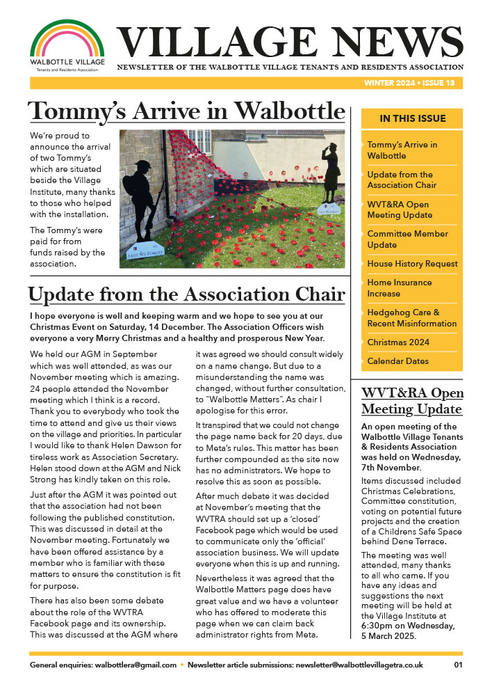 image of the newsletter front cover of Issue 13: Winter 2024