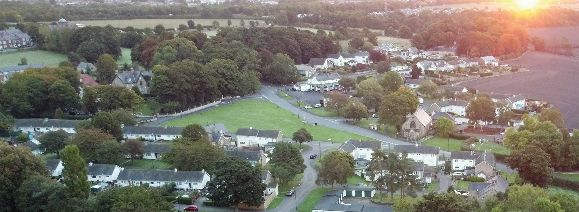 aerial view of Walbottle Village in winter
